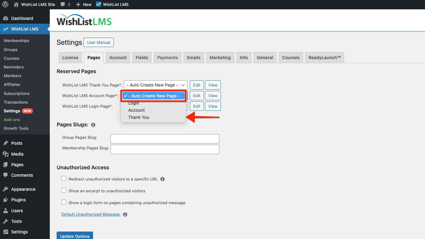 Auto create new page
