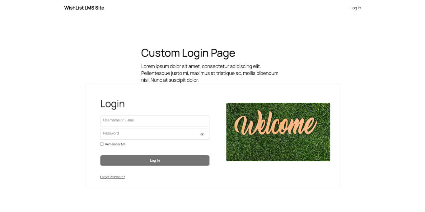 Welcome image preview on custom login page