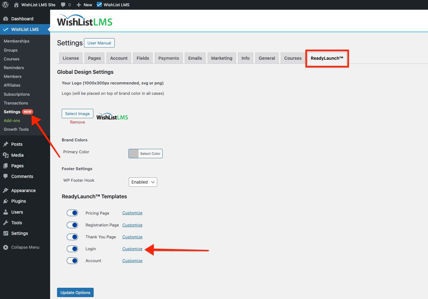 Login customize link