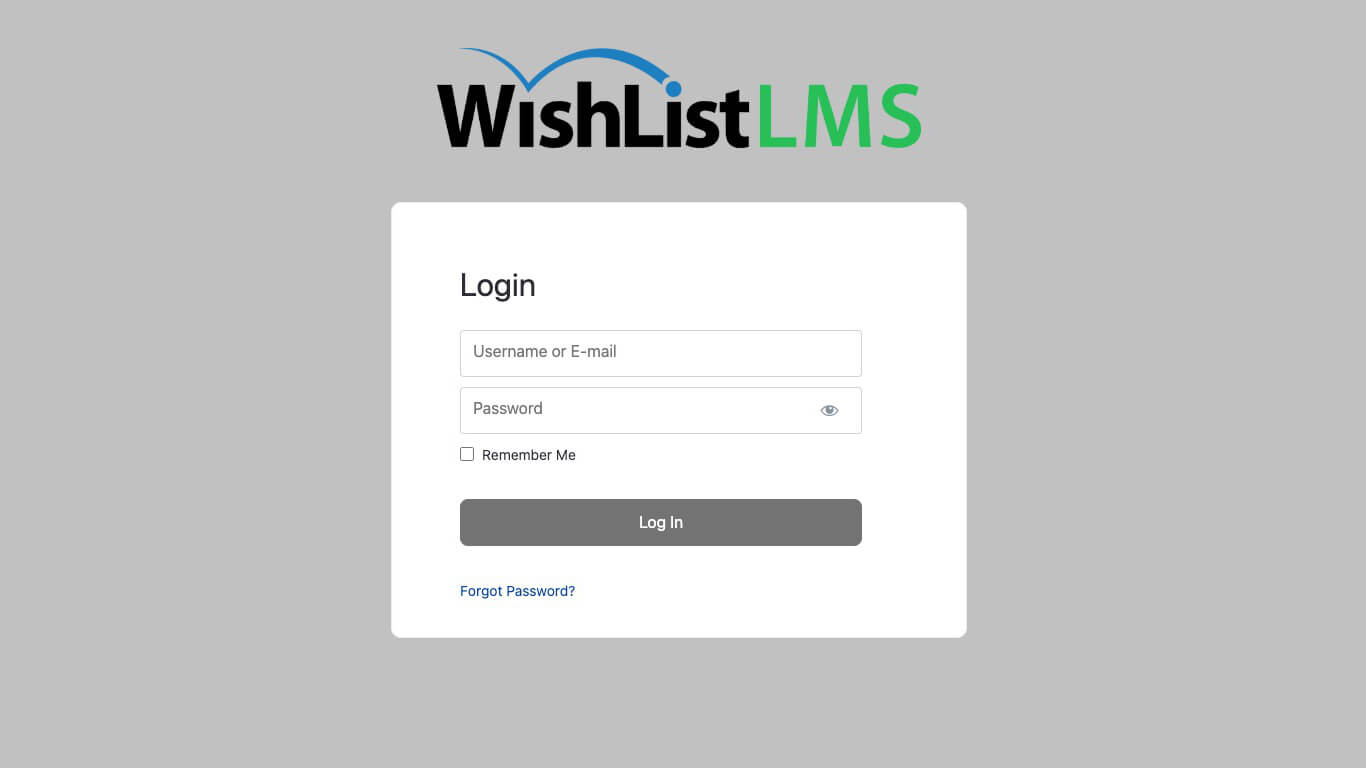 WishList LMS LaunchPad Login Page