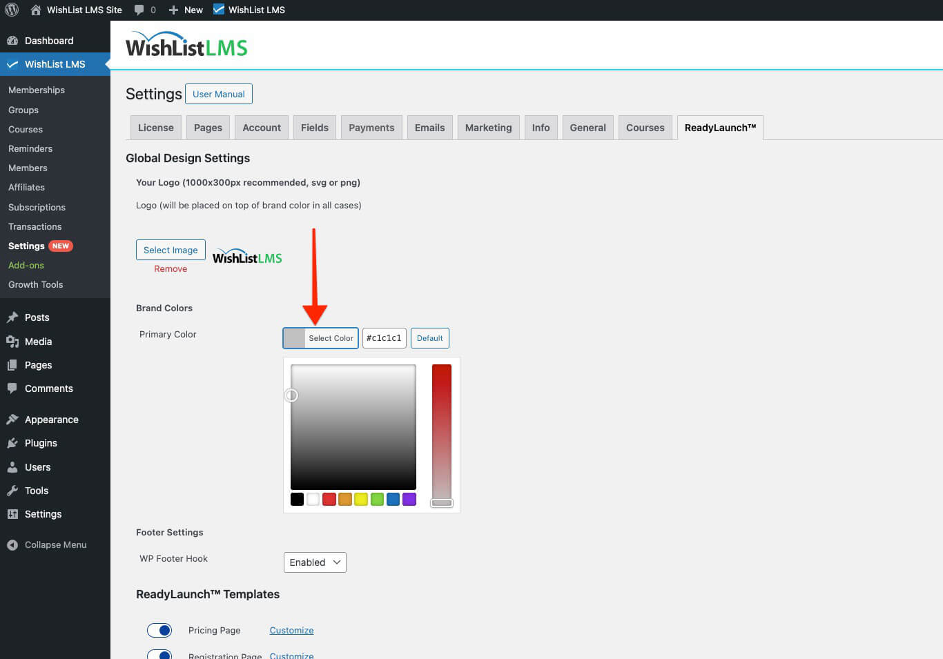 Color picker in LaunchPad tab