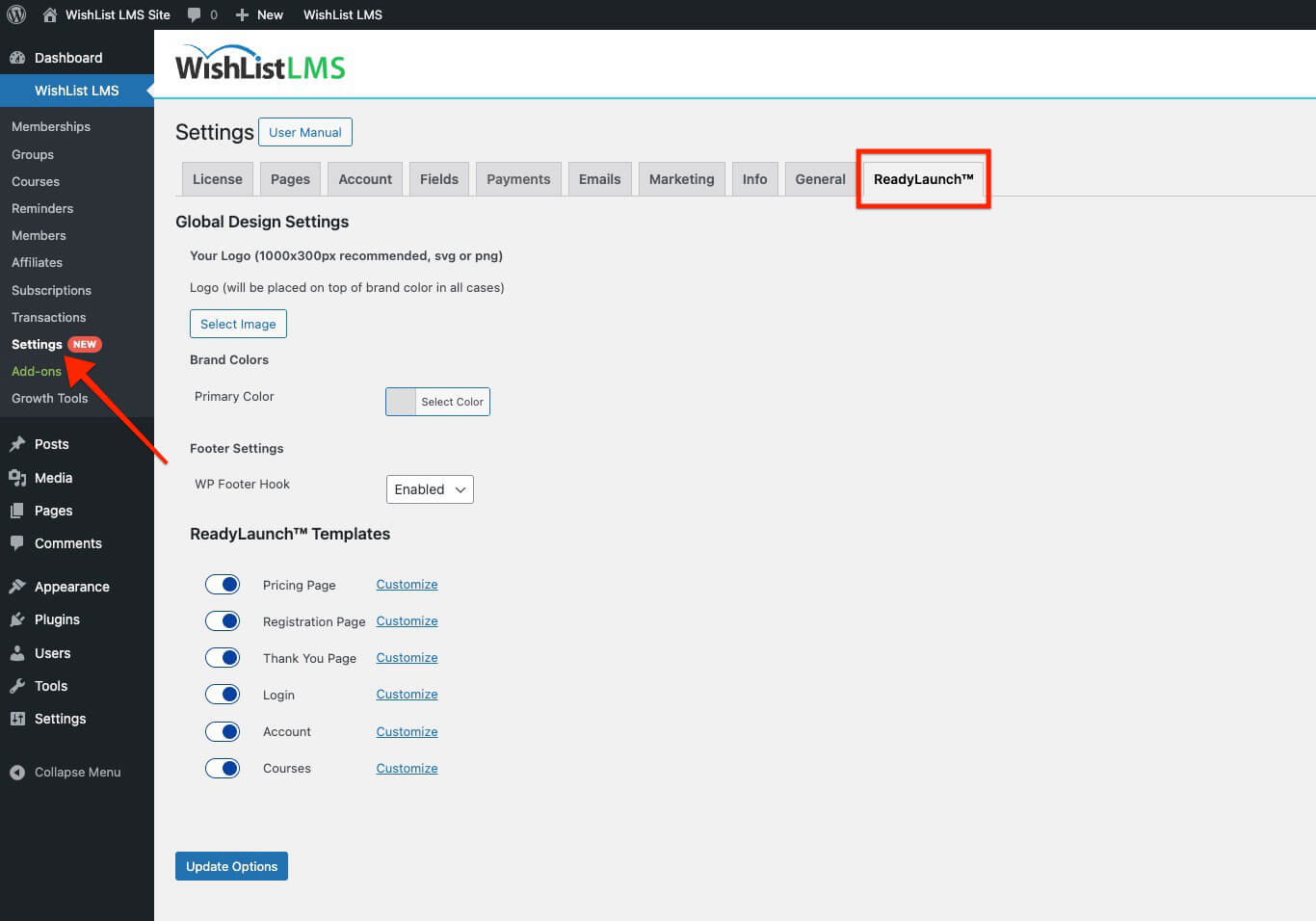 WishList LMS LaunchPad tab