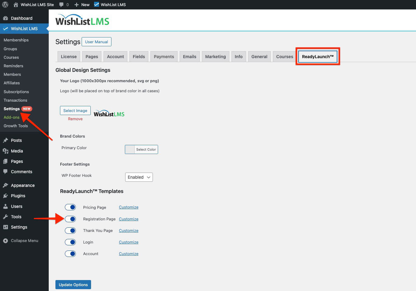 WishList LMS LaunchPad tab