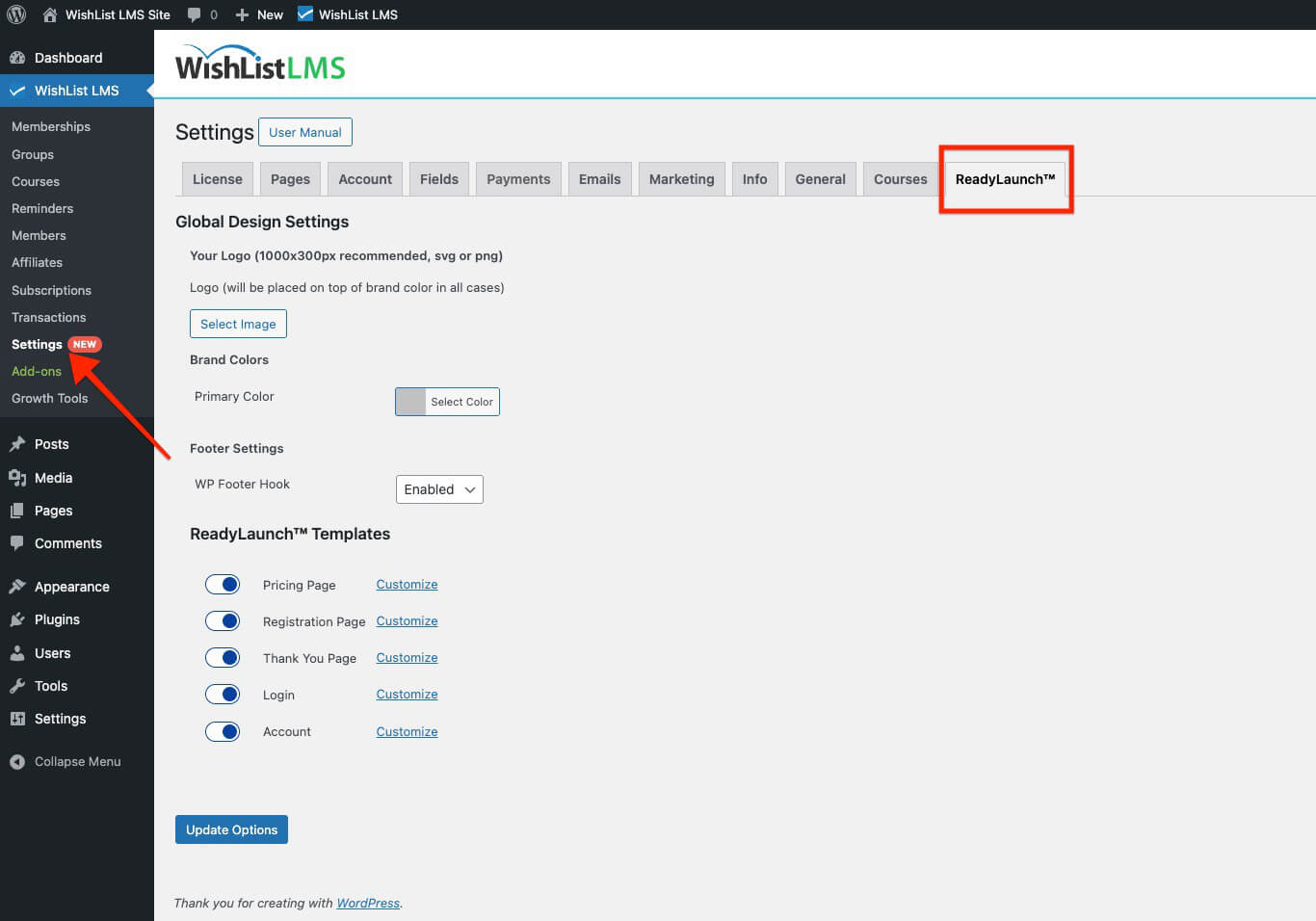 WishList LMS LaunchPad tab