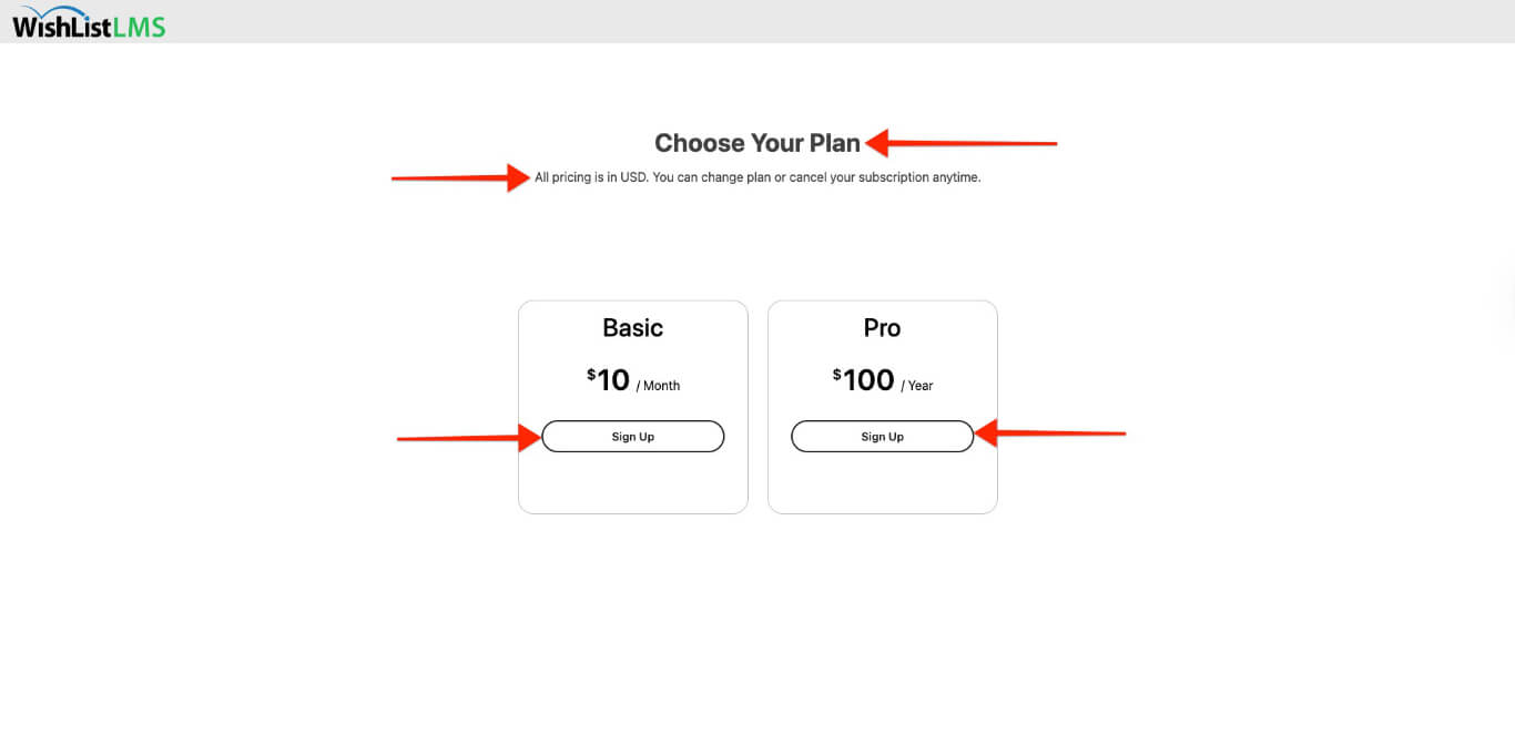 Custom pricing page