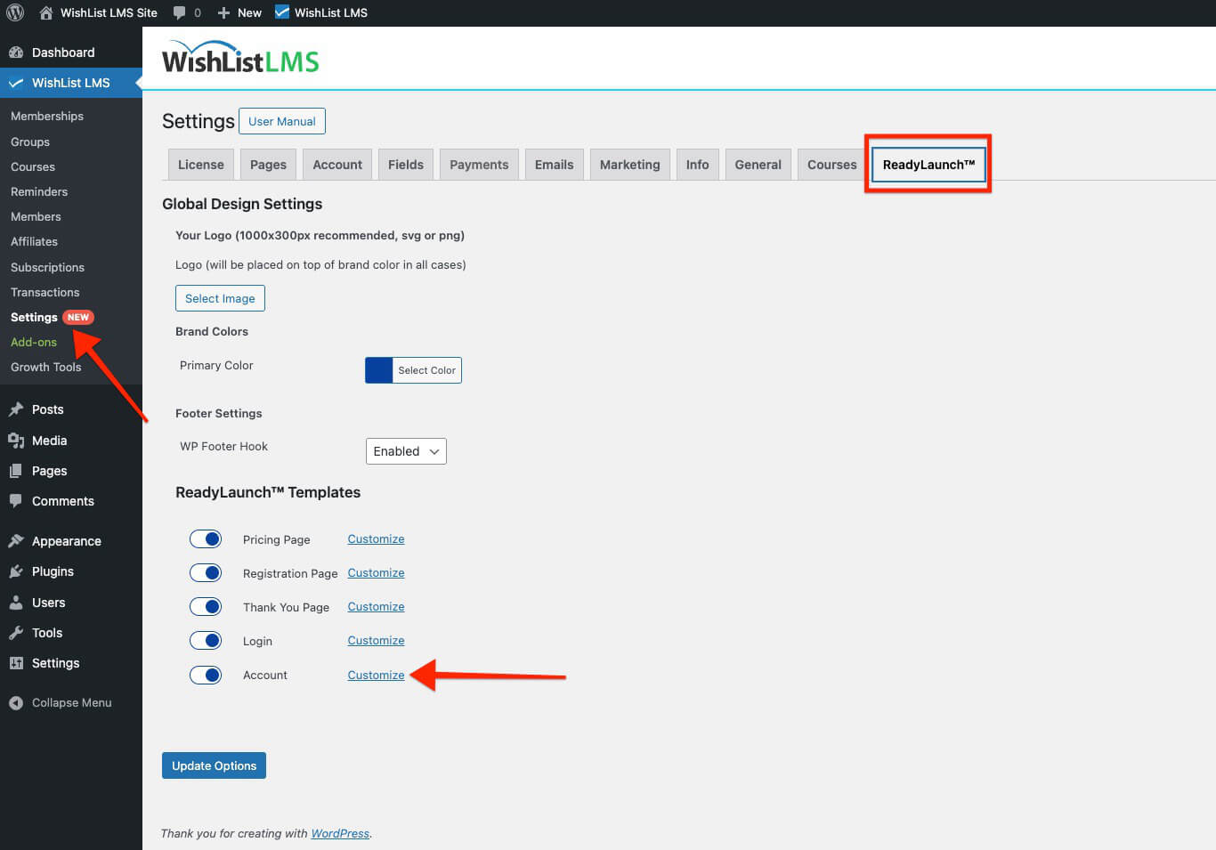 LaunchPad tab account template