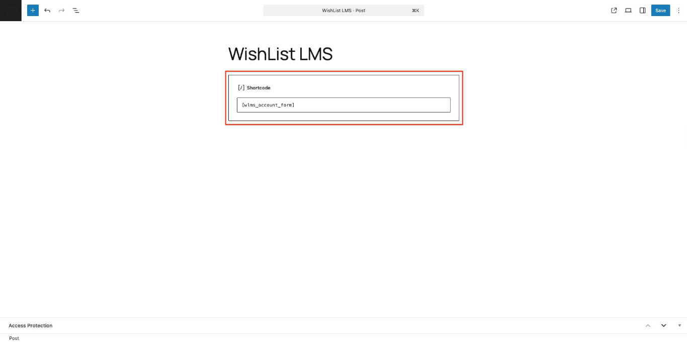 Panel de vista previa de códigos cortos