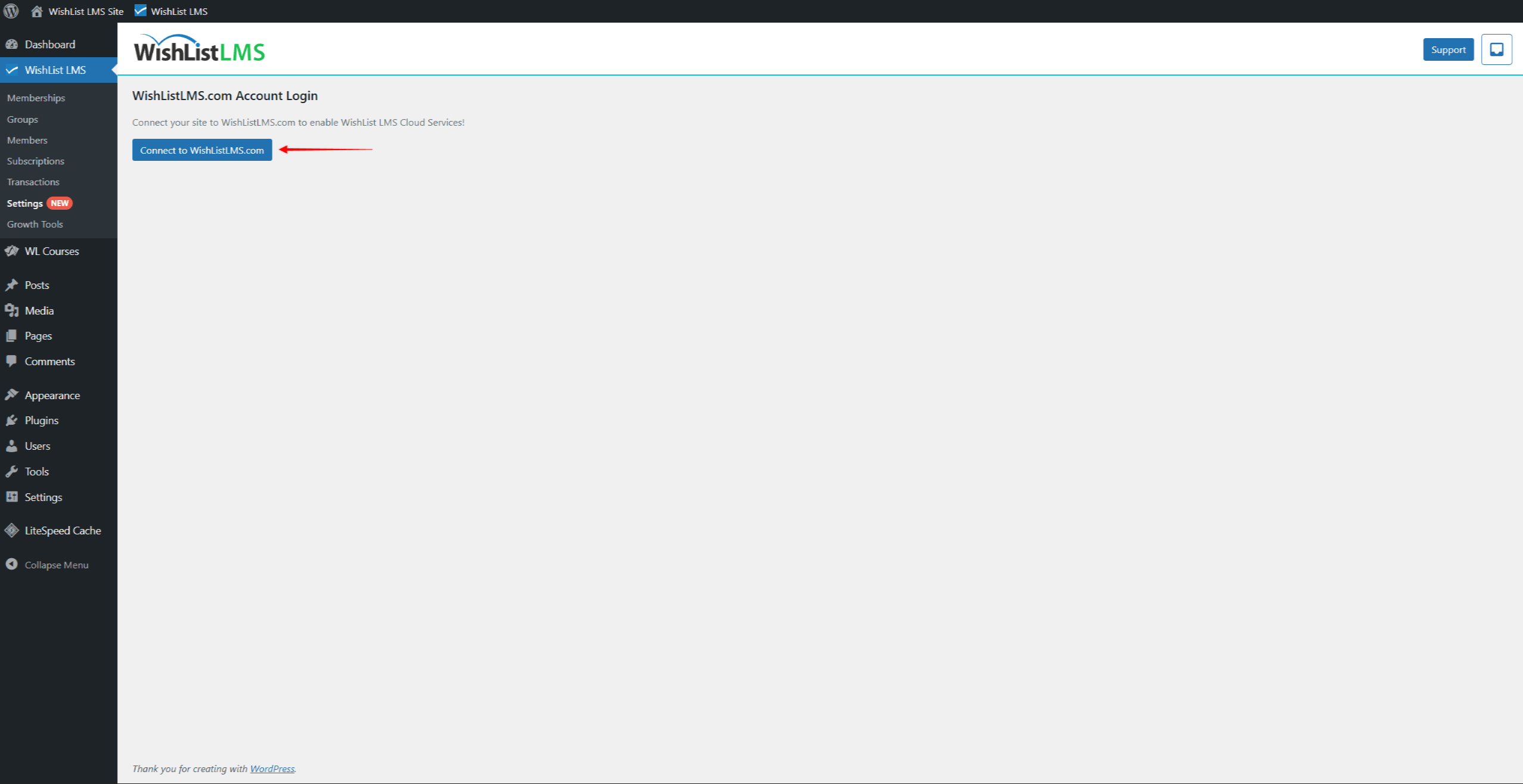 Connect to WishList LMS Account