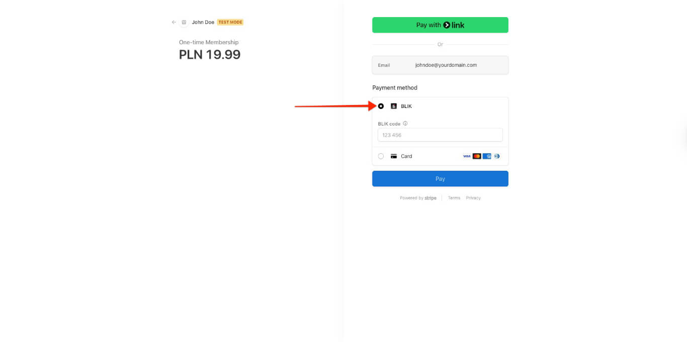 BLIK payment option