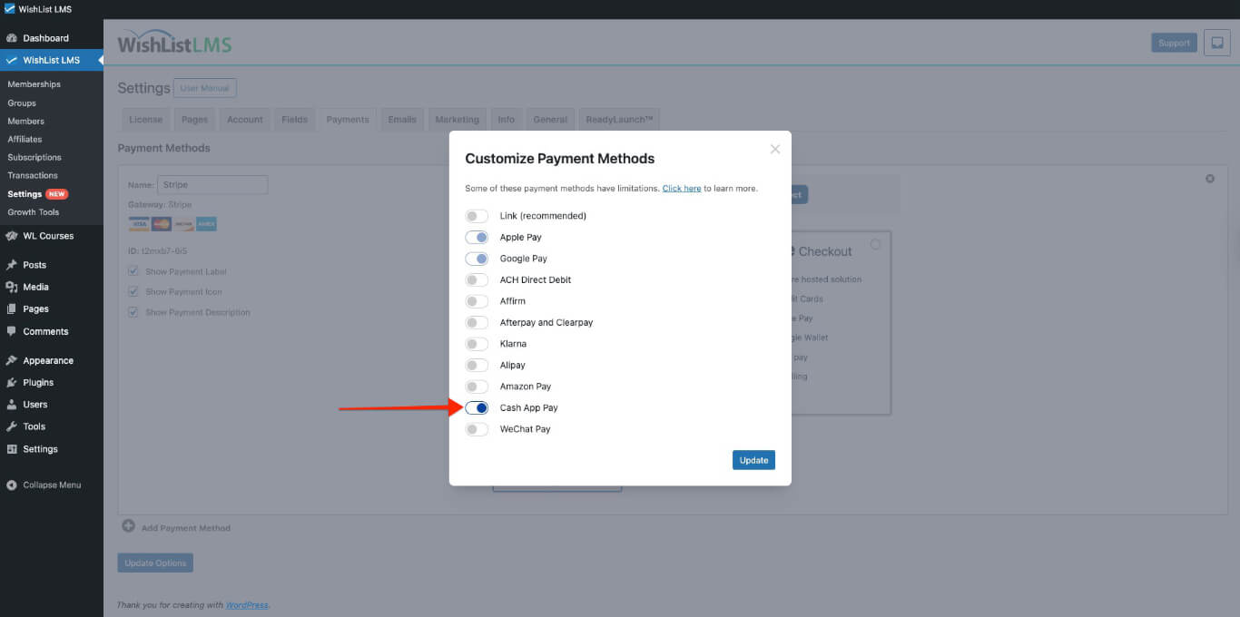 Cash App Pay payment method