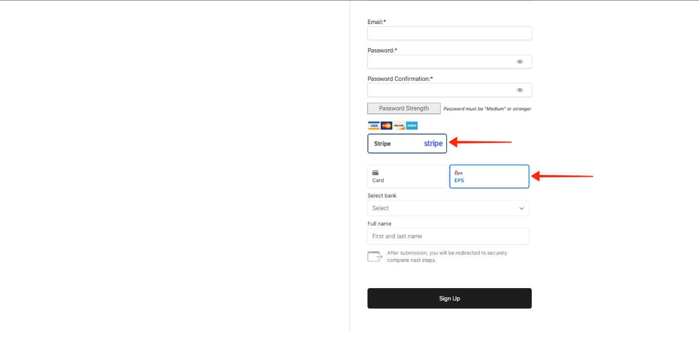 EPS payment option on checkout